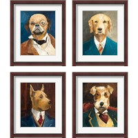 Framed 'Whimsical Dog 4 Piece Framed Art Print Set' border=