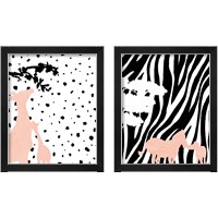 Framed Modern Giraffe & Zebra 2 Piece Framed Art Print Set