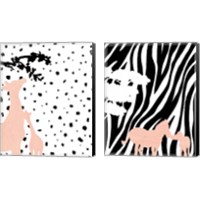 Framed 'Modern Giraffe & Zebra 2 Piece Canvas Print Set' border=