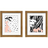 Framed Modern Giraffe & Zebra 2 Piece Framed Art Print Set