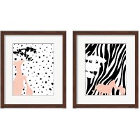 Framed 'Modern Giraffe & Zebra 2 Piece Framed Art Print Set' border=