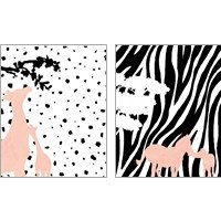 Framed Modern Giraffe & Zebra 2 Piece Art Print Set