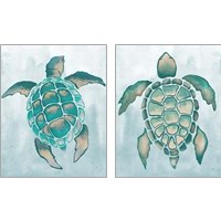 Framed 'Aquatic Turtle  2 Piece Art Print Set' border=