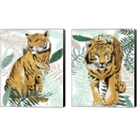 Framed 'Jungle Tiger  2 Piece Canvas Print Set' border=