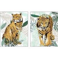 Framed 'Jungle Tiger  2 Piece Art Print Set' border=
