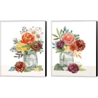 Framed 'Flower Fest Green Jar 2 Piece Canvas Print Set' border=