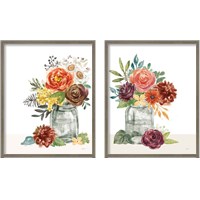 Framed 'Flower Fest Green Jar 2 Piece Framed Art Print Set' border=