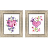 Framed 'Hearts and Flowers 2 Piece Framed Art Print Set' border=