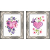 Framed 'Hearts and Flowers 2 Piece Framed Art Print Set' border=