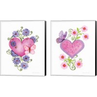 Framed 'Hearts and Flowers 2 Piece Canvas Print Set' border=