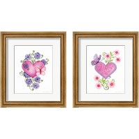 Framed 'Hearts and Flowers 2 Piece Framed Art Print Set' border=