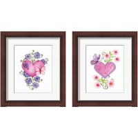 Framed 'Hearts and Flowers 2 Piece Framed Art Print Set' border=