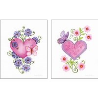 Framed Hearts and Flowers 2 Piece Art Print Set
