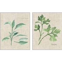 Framed 'Herbs on Burlap 2 Piece Art Print Set' border=