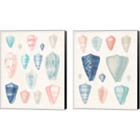 Framed 'Colorful Shell Assortment Coral Cove 2 Piece Canvas Print Set' border=