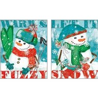 Framed 'Snowy Fun 2 Piece Art Print Set' border=