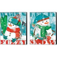 Framed 'Snowy Fun 2 Piece Canvas Print Set' border=