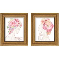 Framed 'She Dreams of Roses 2 Piece Framed Art Print Set' border=