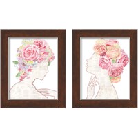 Framed 'She Dreams of Roses 2 Piece Framed Art Print Set' border=