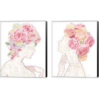 Framed 'She Dreams of Roses 2 Piece Canvas Print Set' border=