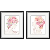 Framed 'She Dreams of Roses 2 Piece Framed Art Print Set' border=