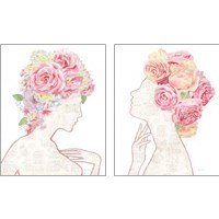 Framed 'She Dreams of Roses 2 Piece Art Print Set' border=