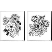 Framed 'Flower Sketch 2 Piece Canvas Print Set' border=