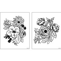 Framed 'Flower Sketch 2 Piece Art Print Set' border=