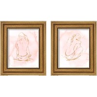 Framed 'Nude on Pink 2 Piece Framed Art Print Set' border=