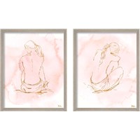 Framed 'Nude on Pink 2 Piece Framed Art Print Set' border=