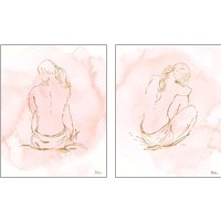 Framed 'Nude on Pink 2 Piece Art Print Set' border=