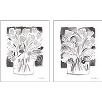 Framed 'Lemon Gray Tulips 2 Piece Art Print Set' border=