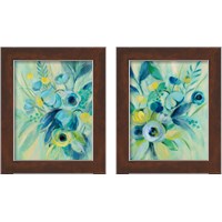 Framed Elegant Blue Floral 2 Piece Framed Art Print Set
