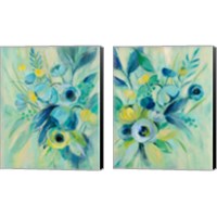 Framed 'Elegant Blue Floral 2 Piece Canvas Print Set' border=