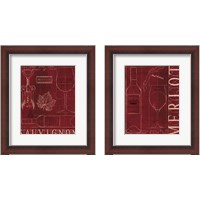 Framed 'Wine Blueprint 2 Piece Framed Art Print Set' border=
