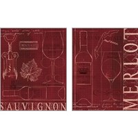 Framed 'Wine Blueprint 2 Piece Art Print Set' border=