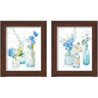Framed 'Beach Cottage Florals - No Shells 2 Piece Framed Art Print Set' border=