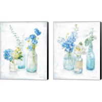 Framed Beach Cottage Florals - No Shells 2 Piece Canvas Print Set