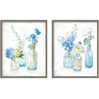 Framed 'Beach Cottage Florals - No Shells 2 Piece Framed Art Print Set' border=