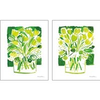 Framed Lemon Green Tulips 2 Piece Art Print Set