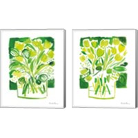 Framed 'Lemon Green Tulips 2 Piece Canvas Print Set' border=
