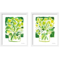 Framed 'Lemon Green Tulips 2 Piece Framed Art Print Set' border=