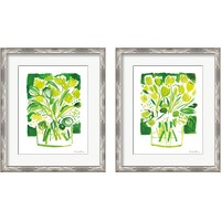 Framed 'Lemon Green Tulips 2 Piece Framed Art Print Set' border=