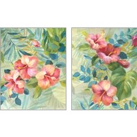 Framed 'Hibiscus Garden 2 Piece Art Print Set' border=