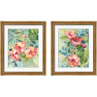 Framed 'Hibiscus Garden 2 Piece Framed Art Print Set' border=
