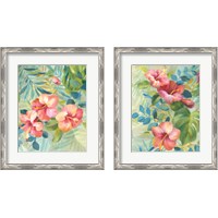 Framed 'Hibiscus Garden 2 Piece Framed Art Print Set' border=