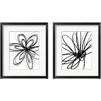 Framed 'Black Ink Flower 2 Piece Framed Art Print Set' border=
