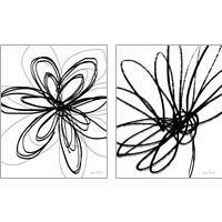 Framed 'Black Ink Flower 2 Piece Art Print Set' border=