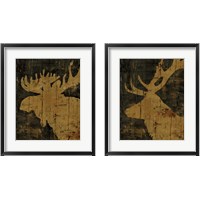 Framed 'Rustic Lodge Animals 2 Piece Framed Art Print Set' border=