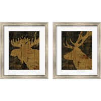 Framed 'Rustic Lodge Animals 2 Piece Framed Art Print Set' border=